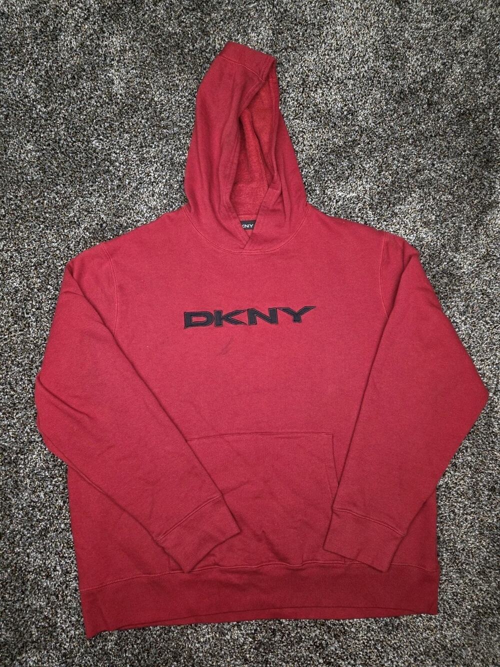 DKNY Men’s XL Hoodie Pullover Embroidered Logo Heavyweight
